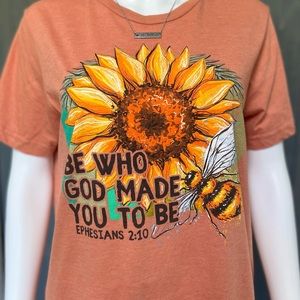 Bee Sunflower Graphic Short Sleeve Tee Sz Medium